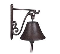 Relaxdays 4 Campanas Puerta Hierro Fundido, Rústicas, Sonido Fuerte, Campanas para Entrada, Decoración Jardín, Resistentes, Marrón