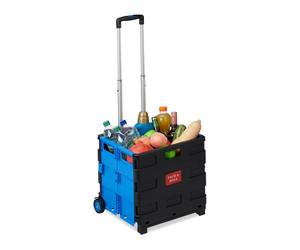 Relaxdays 4 carritos compra plegable azules azul,negro