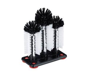 Relaxdays 4 cepillos limpia vasos blanco,rojo,negro