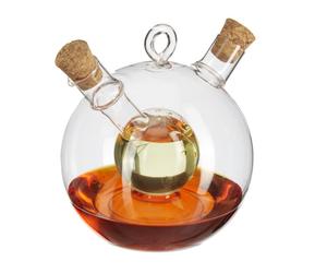 Relaxdays 4 combos aceitera vinagrera de cristal marrón claro,transparente