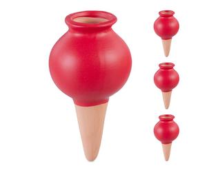 Relaxdays 4 conos de riego hechos de arcilla rojo marrón claro,rojo