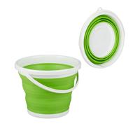 Relaxdays 4 cubos plegables 10 l verdes blanco,verde