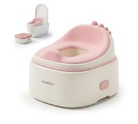Relaxdays Orinal 4en1 Dino con tapa blanco,rosa