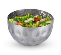 Relaxdays 4 Ensaladeras acero martillado plata S plata