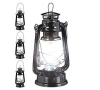 Relaxdays 4 Faroles LED, Lámpara Vintage Decorativa, A Pilas, Linterna Eléctrica Retro, Negro