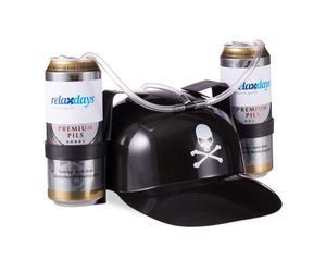 Relaxdays 4 gorras cerveza pirata blanco,negro,transparente