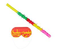 Relaxdays 4 Palos y 4 Antifaces para Piñatas amarillo,verde,rojo