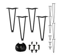 Relaxdays Pack 4 Patas Horquilla para Mesas, Muebles, Hairpin Legs, Metálicas, Acero y Goma, Alto, Negro, 30 cm-2 Barras