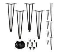 Relaxdays Pack 4 Patas Horquilla para Mesas, Muebles, Hairpin Legs, Metálicas, Acero y Goma, Alto, Negro, Caucho, 40 cm-3 Barras