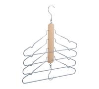 Relaxdays 4 Perchas ahorra espacio de madera y PVC marrón claro,plata