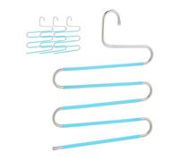 Relaxdays 4 Perchas múltiples pantalones celeste azul claro,plata