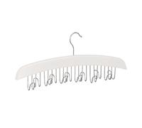 Relaxdays 4 Perchas para cinturones madera blanca blanco,plata