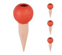 Relaxdays 4 Picos de Riego de Baloncesto, Autorriego, para Botellas de 1,5 L, Regadores, de Cerámica, Naranja/Terracota, Hierro, 17,5 x 7 cm