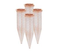 Relaxdays 4 Picos Riego Plantas, Conos Autorriego Maceta, Regador Arcilla Compatible con Botella 1,5l, Terracota/Blanco, Cerámica, 18 x 5,5 x 5 cm