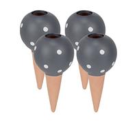 Relaxdays 1 4 Picos Riego con Abertura Compatible Botella 1,5 l, Conos Arcilla para Regar Plantas Maceta, Gris y Terracota, Cerámica