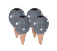 Relaxdays 4 Picos Riego Macetas y Huertos Urbanos Diseño Lunares, 100 ml, Conos Autorriego, Gris y Terracota, Cerámica