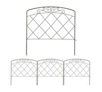 Relaxdays 4 Piezas Metal Valla de Jardín 4 Paneles, de Acero, 60 x 62,5 cm C/U, Borduras de Exterior Hincables, Estilo Retro, Bronce