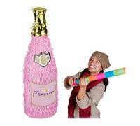 Relaxdays 4 Piñatas de botella de champán oro,rosa