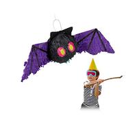 Relaxdays 4 piñatas de murciélago colgantes para niños y adultos, para cumpleaños, Halloween, relleno, papel, color negro