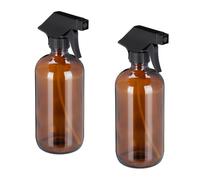 Relaxdays 4 pulverizadores agua cristal marrón marrón,negro