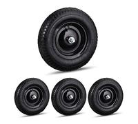 Relaxdays 4 Ruedas para Carretilla de jardín, 4.80 4.00-8, Neumático, Llanta de Acero, con Eje, 120 kg, Negro