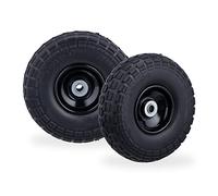 Relaxdays 4 ruedas para carretilla, goma maciza antipinchazos, negro