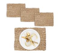 Relaxdays 4 Salvamanteles, Diseño Trenzado, Jacinto de Agua, Manteles Individuales, Cuadrados, 1,5 x 42 x 30 cm, Natural, Fibra Vegetal