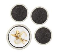 Relaxdays 4 Salvamanteles, Tejidos, Zostera, 37 cm Ø, Manteles Individuales Redondos para Mesa de Comedor, Negro/Crema
