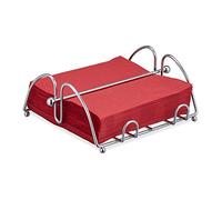 Relaxdays 4 Servilleteros de Mesa con Peso, Portaservilletas, Dispensador Servilletas 33 x 33 cm, Metal, Plateado