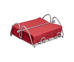 Relaxdays 4 Servilleteros de Mesa con Peso, Portaservilletas, Dispensador Servilletas 33 x 33 cm, Metal, Plateado