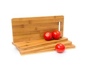 Relaxdays - 4 tablas de cortar con asas, Medidas: 1.5 x 35 x 15 cm, Material: Bambú, 2.1 Kg