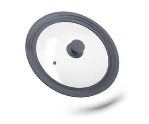 Relaxdays 4 tapas sartén borde silicona gris transparente,gris