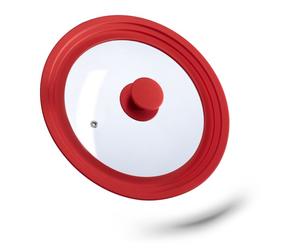 Relaxdays 4 tapas universales rojas 22-26 cm rojo,transparente