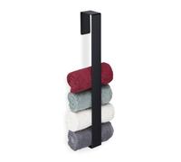 Relaxdays 4 Toalleros pared montaje sin taladro negro