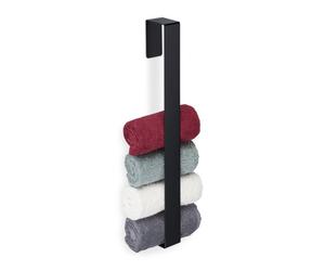 Relaxdays 4 Toalleros pared montaje sin taladro negro