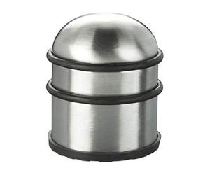 Relaxdays 4 topes para Puertas y Ventanas de Acero Inoxidable y Caucho, Alto y Redondo, para Interiores, Tope de Suelo, diámetro 7 cm, Color Plateado