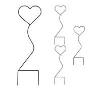 Relaxdays Pack 4 Tutores Forma Corazón Plantas, Metal, Ayuda para Trepar, Macetas y Maceteros Interior, 49x14 cm, Negro