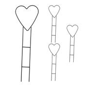 Relaxdays 4 tutores para plantas forma de corazón negro