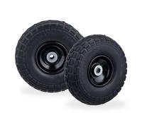 Relaxdays 4 x rueda de carretilla PU negra negro