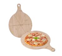 Relaxdays 4 x tablas redondas para pizza, bambú, Ø 33 cm, tabla para servir, flammkuchen, queso, natural