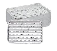 Relaxdays 40 Bandejas Aluminio para Barbacoa, 34 x 22 cm, Recipientes BBQ con Agujeros, para hasta 260º C, Plateado