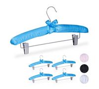 Relaxdays 40 Perchas forradas de raso con pinzas azul claro,plata