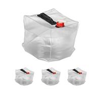 Relaxdays 4er Set faltbarer Wasserkanister 10 L Pack 4 Bidones Plegables, Garrafas Agua, Grifo, Depósitos para Camping, con Asa, sin BPA, Transparente