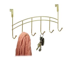Relaxdays 4x percheros para puerta con 6 ganchos oro