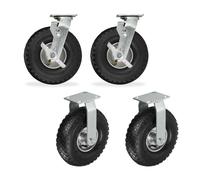 Relaxdays 4x ruedas giratorias neum. 3.00-4 negro,plata