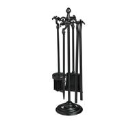 Relaxdays 5 accesorios de chimenea hierro fundido negro