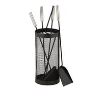 Relaxdays 5 accesorios para chimenea en cubo negro negro,plata