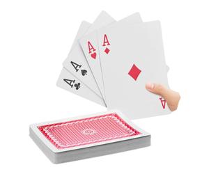 Relaxdays 5 Barajas póker, 54 cartas gigantes blanco,rojo,negro