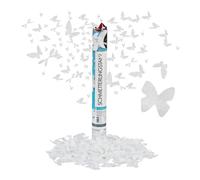 5 Cañones Confeti Mariposa, 6-8 m de Altura, Bodas y Aniversarios, Papel-Cartón, 40 cm, Blanco