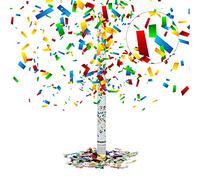 Relaxdays 5 cañones de Confeti 80 cm, cañón Confeti para Bodas y cumpleaños, Efecto Altura de 6 a 8 Metro, Multicolor metálico